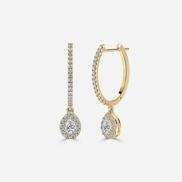 Rosée Pear Diamond Earrings In Yellow Gold