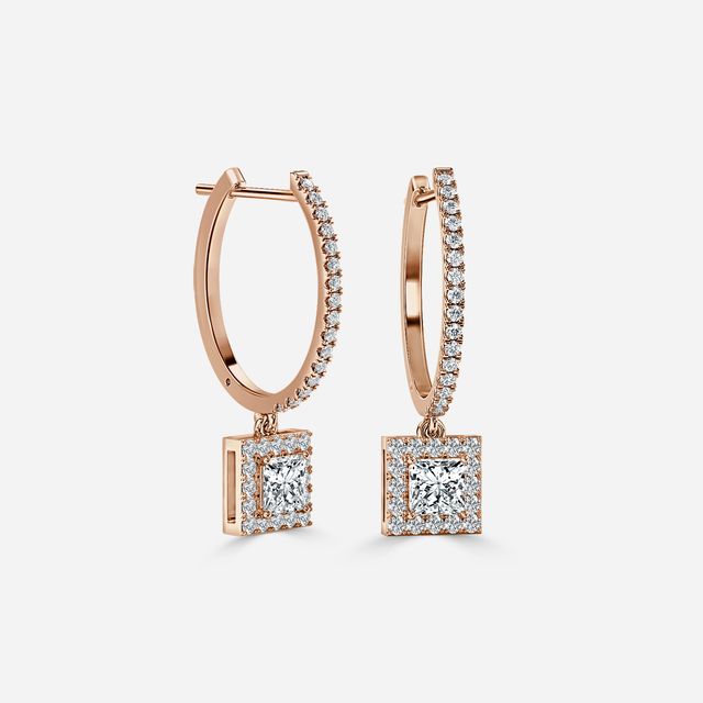 Rosée Princess Diamond Earrings In Rose Gold