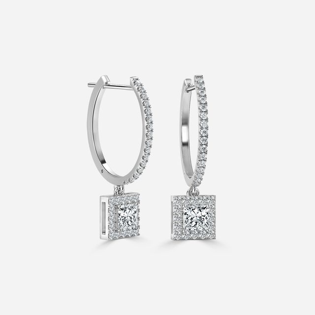 Rosée Princess Diamond Earrings In White Gold