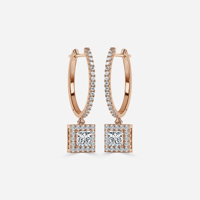 Rosée Princess Diamond Earrings In Rose Gold