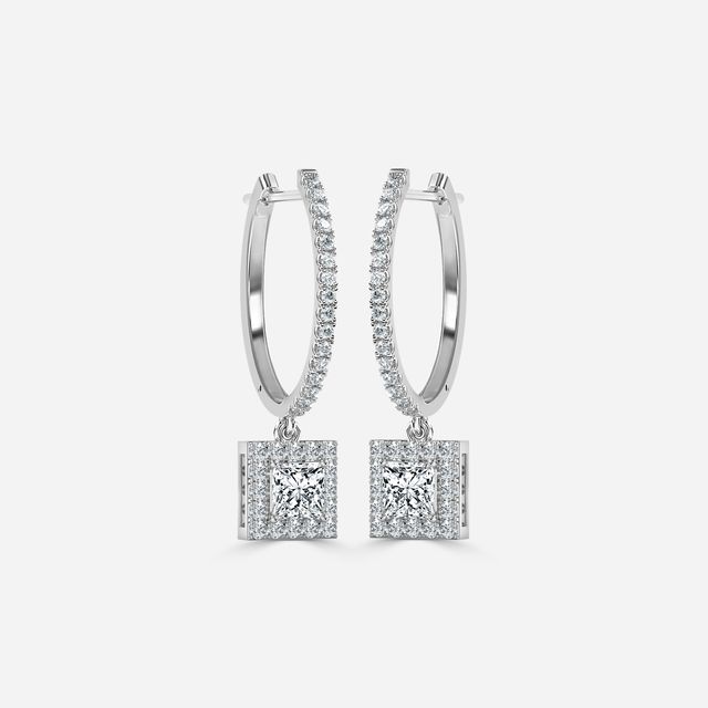 Rosée Princess Diamond Earrings In White Gold