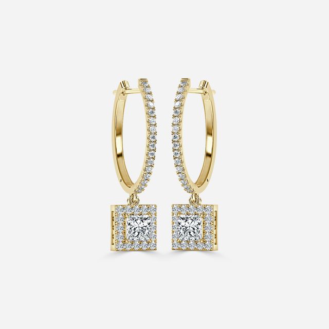 Rosée Princess Diamond Earrings In Yellow Gold