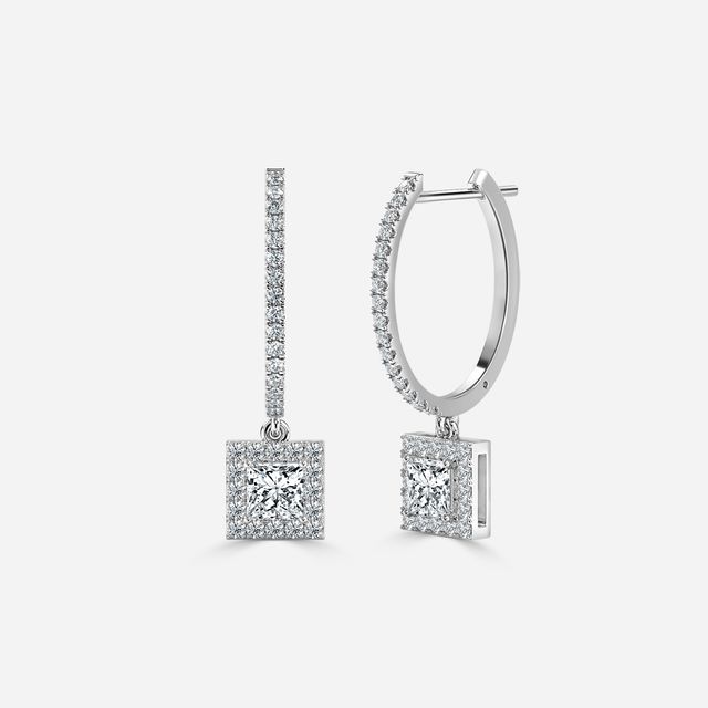 Rosée Princess Diamond Earrings In White Gold