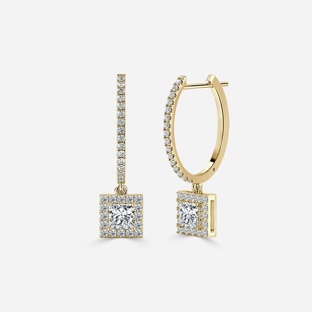 Rosée Princess Diamond Earrings In Yellow Gold