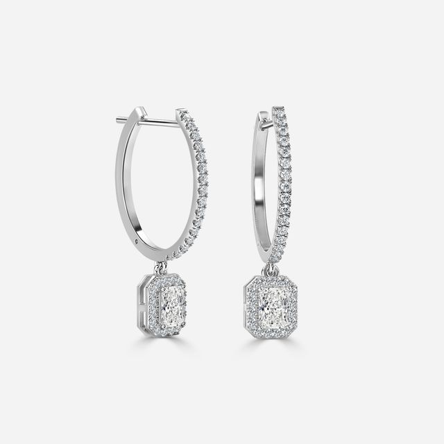 Rosée Radiant Diamond Earrings In White Gold