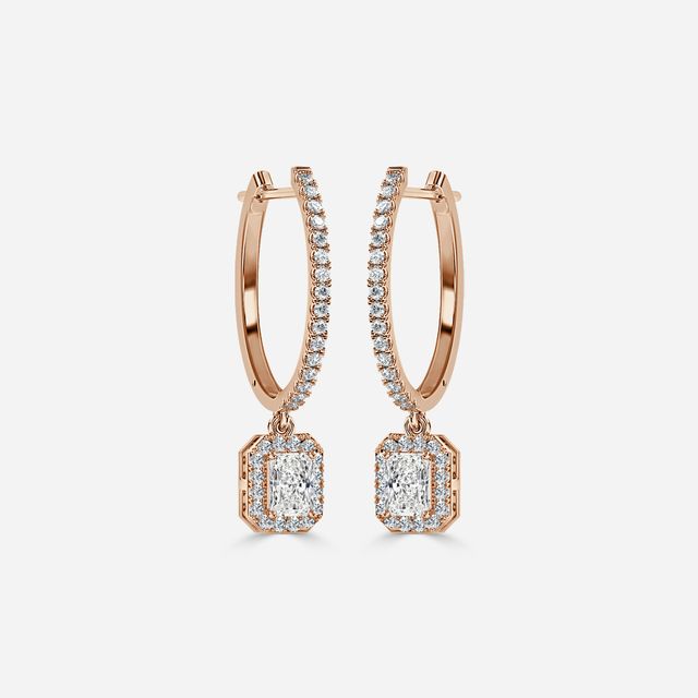 Rosée Radiant Diamond Earrings In Rose Gold