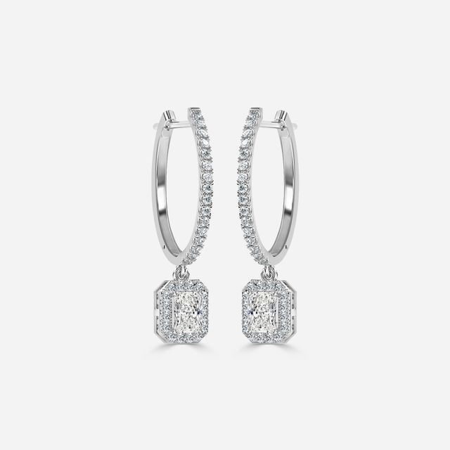 Rosée Radiant Diamond Earrings In White Gold