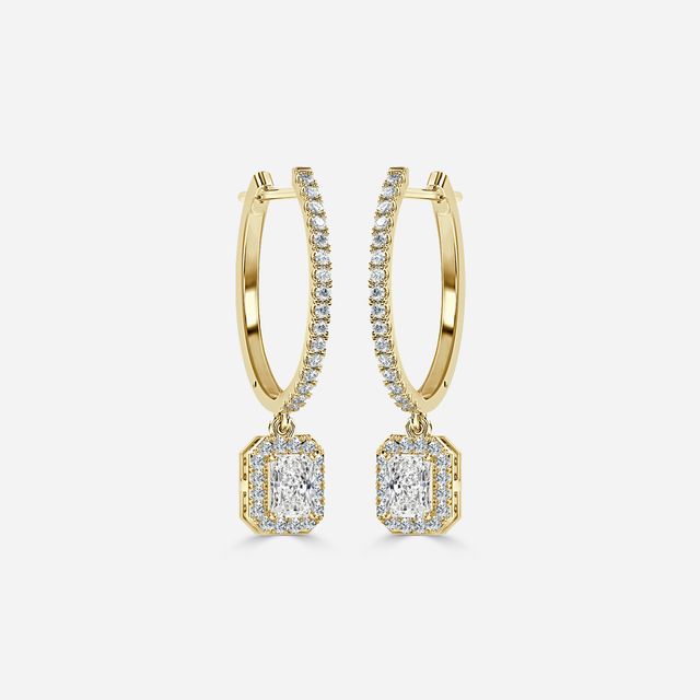 Rosée Radiant Diamond Earrings In Yellow Gold