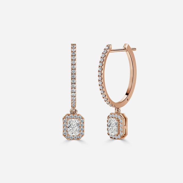Rosée Radiant Diamond Earrings In Rose Gold