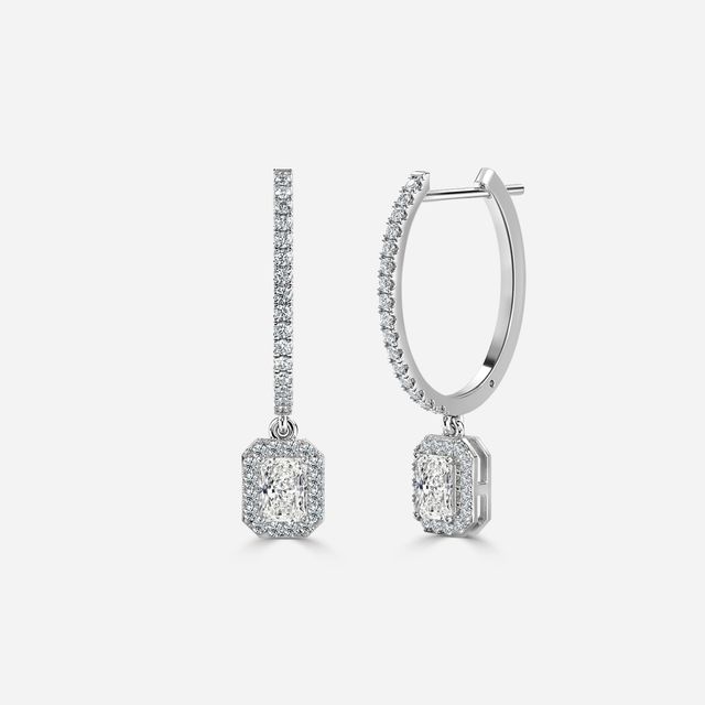 Rosée Radiant Diamond Earrings In White Gold