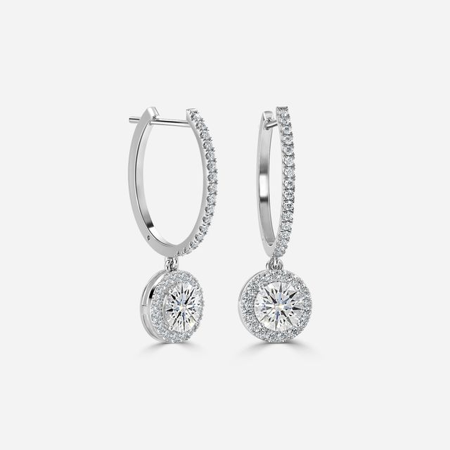Rosée Round Diamond Earrings In White Gold
