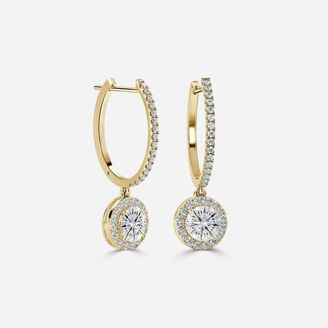 Rosée Round Diamond Earrings In Yellow Gold