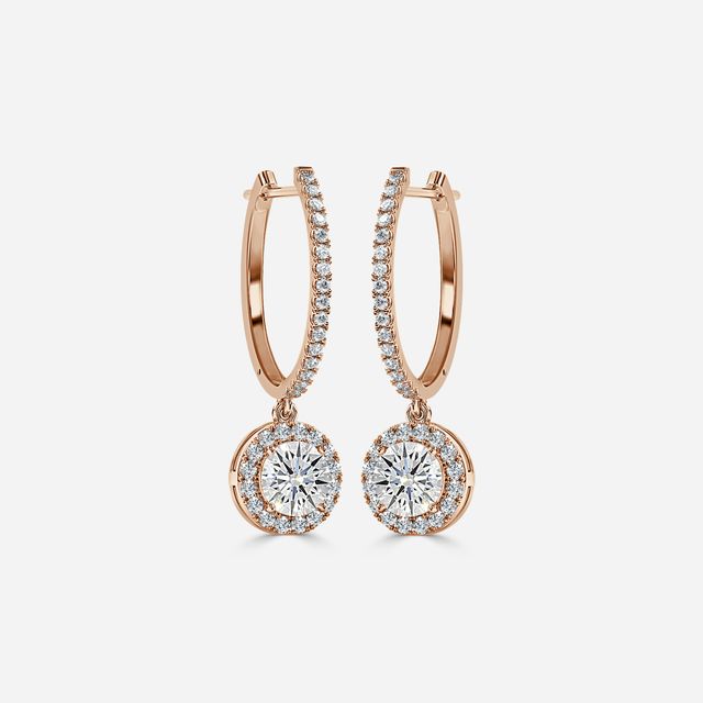 Rosée Round Diamond Earrings In Rose Gold
