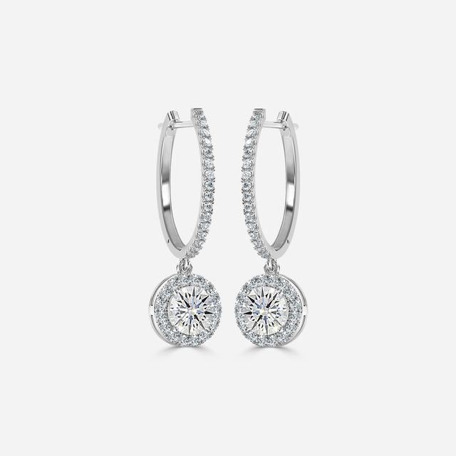 Rosée Round Diamond Earrings In White Gold
