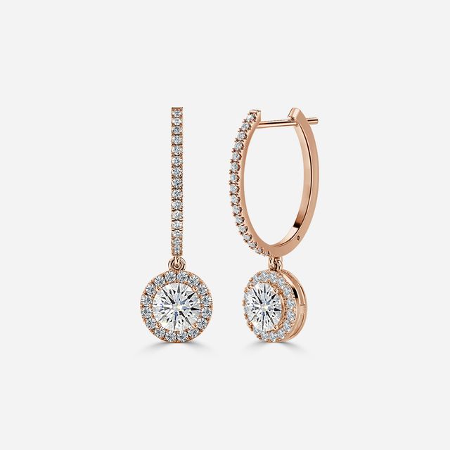 Rosée Round Diamond Earrings In Rose Gold