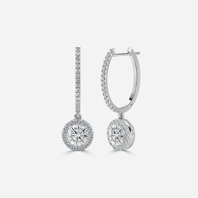 Rosée Round Diamond Earrings In White Gold