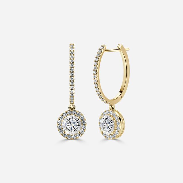 Rosée Round Diamond Earrings In Yellow Gold