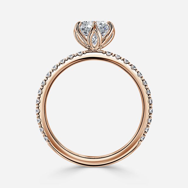 Bloom Six Prong Rose Gold Dainty Engagement Ring
