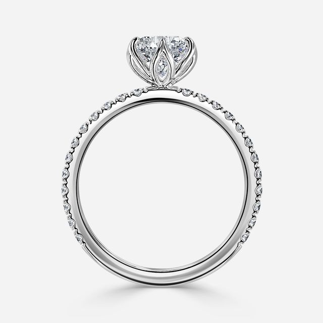 Bloom Six Prong White Gold Dainty Engagement Ring