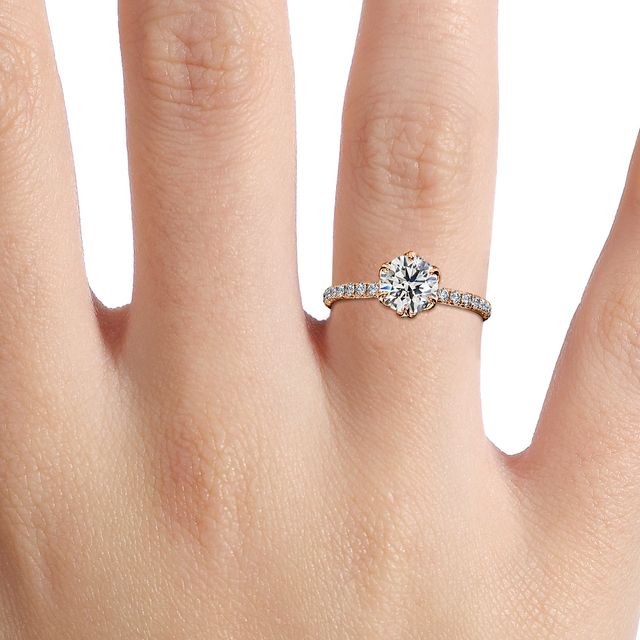 Bloom Six Prong Rose Gold Dainty Engagement Ring