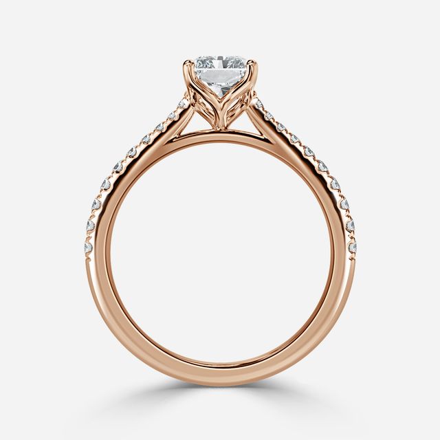 Rose Gold Petite Pave Flower Engagement Ring