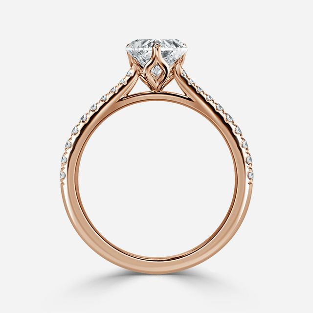 Rose Gold Petite Pavé Flower Engagement Ring