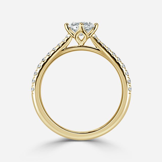 Yellow Gold Petite Pave Diamond Ring