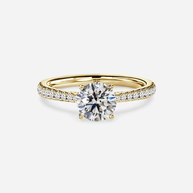 Yellow Gold Petite Pave Diamond Ring