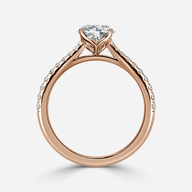 Rose Gold Petite Pavé Flower Engagement Ring