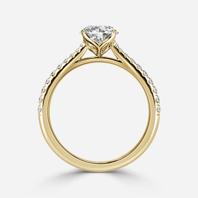 Yellow Gold Petite Pave Diamond Ring