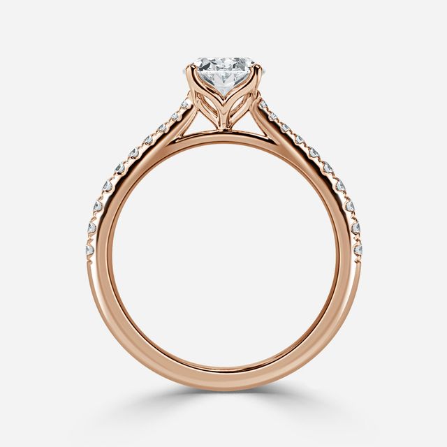 Rose Gold Petite Pavé Flower Engagement Ring