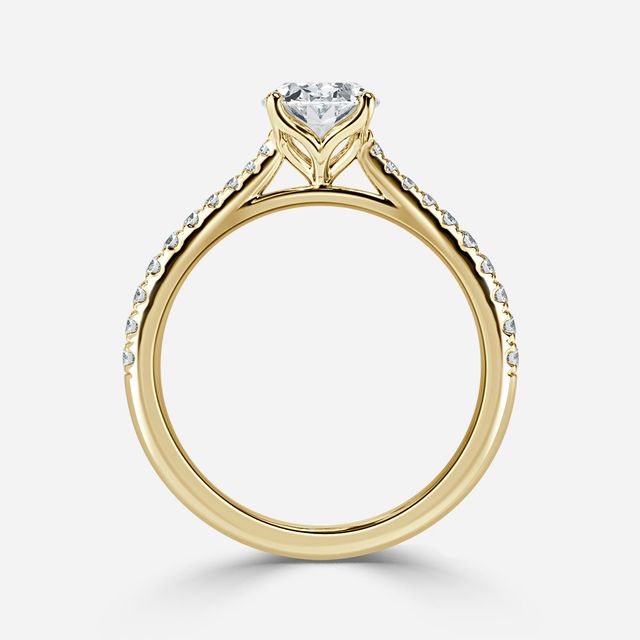 Yellow Gold Petite Pavé Diamond Ring