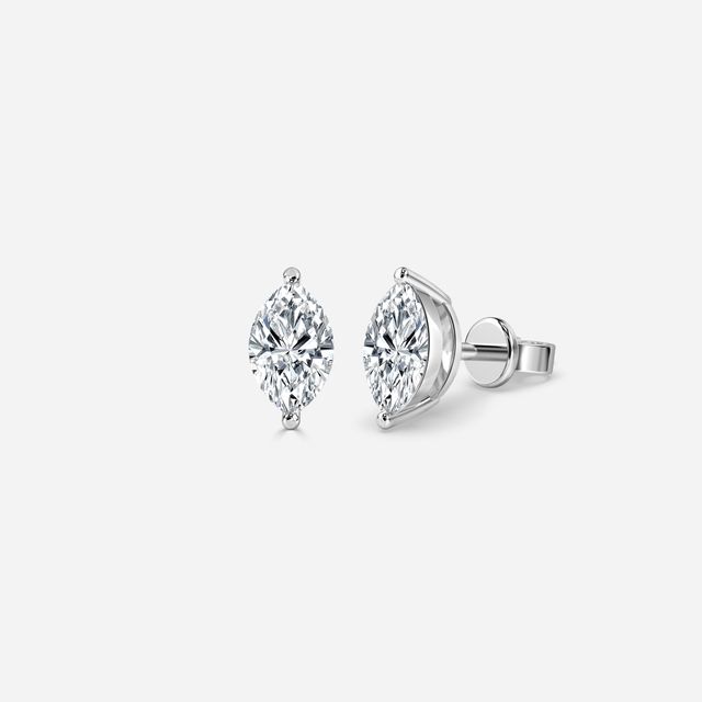 Marquise Cut Diamond Stud Earrings In White Gold