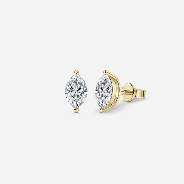 Marquise Diamond Stud Earrings In Yellow Gold