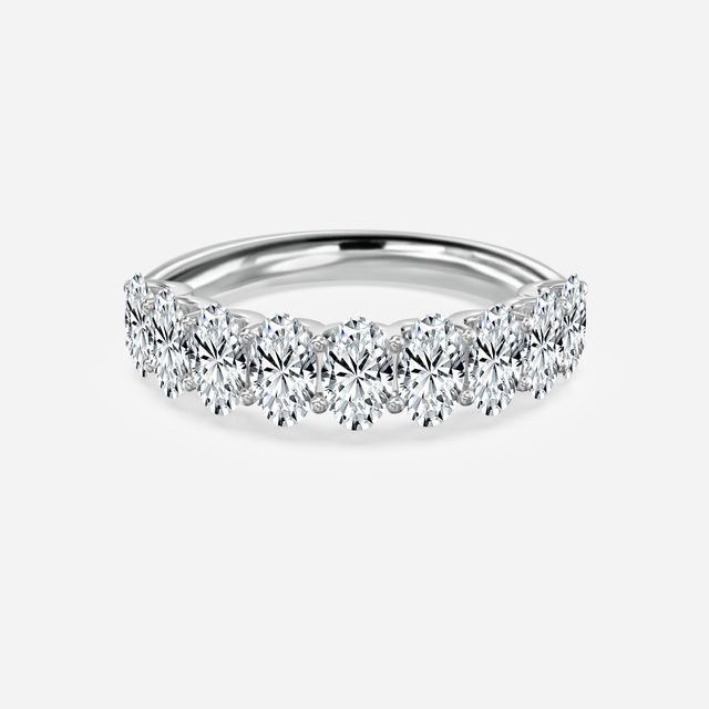 Oval Diamond Half Eternity Ring In White Gold