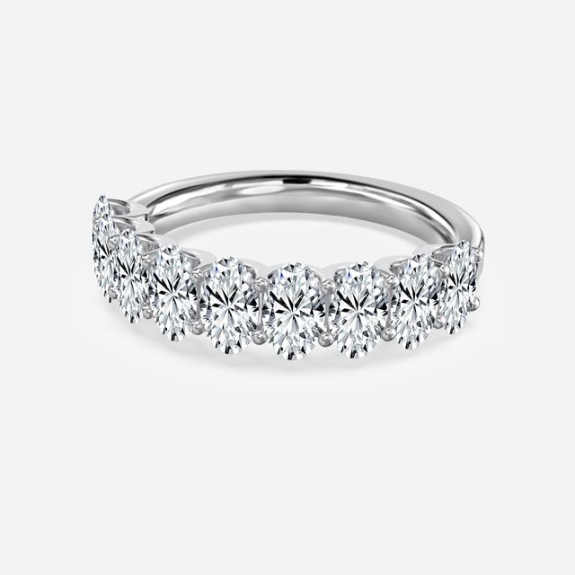 Oval Diamond Half Eternity Ring In White Gold