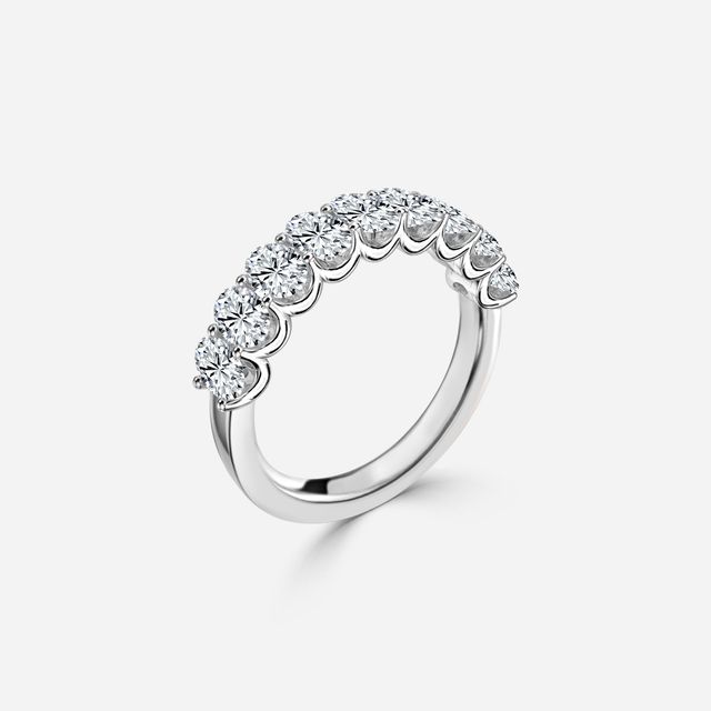 Oval Diamond Half Eternity Ring In White Gold
