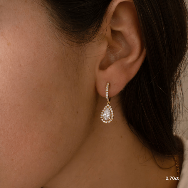 Rosée Pear Diamond Earrings In Yellow Gold