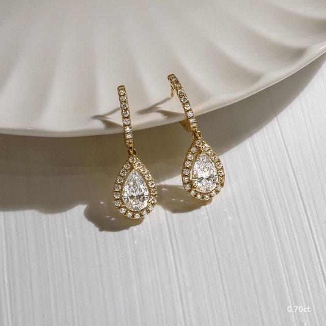 Rosée Pear Diamond Earrings In Yellow Gold