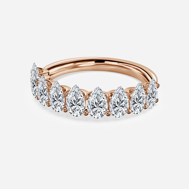 Pear Diamond Half Eternity Ring In Rose Gold
