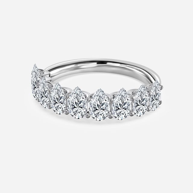 Pear Diamond Half Eternity Ring In White Gold