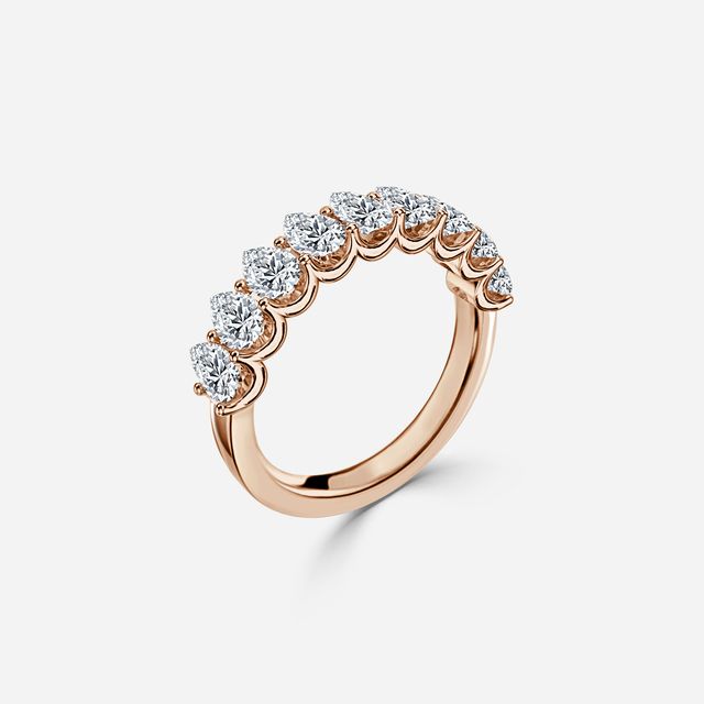 Pear Diamond Half Eternity Ring In Rose Gold
