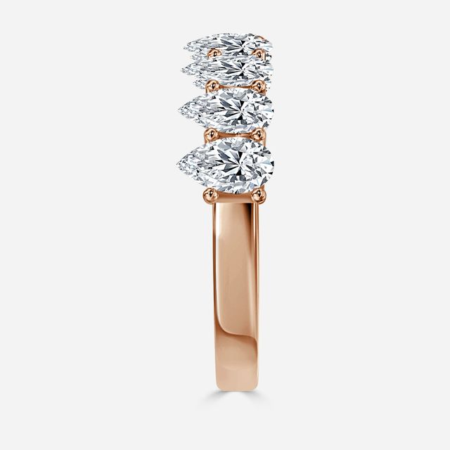 Pear Diamond Half Eternity Ring In Rose Gold