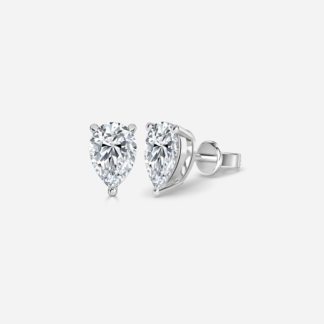 Pear Diamond Stud Earrings In White Gold