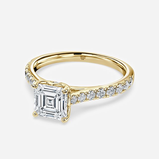 Aerin Pave Yellow Gold Flower Engagement Ring