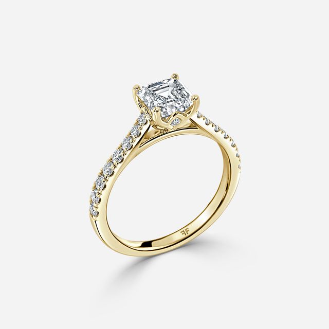 Aerin Pave Yellow Gold Flower Engagement Ring