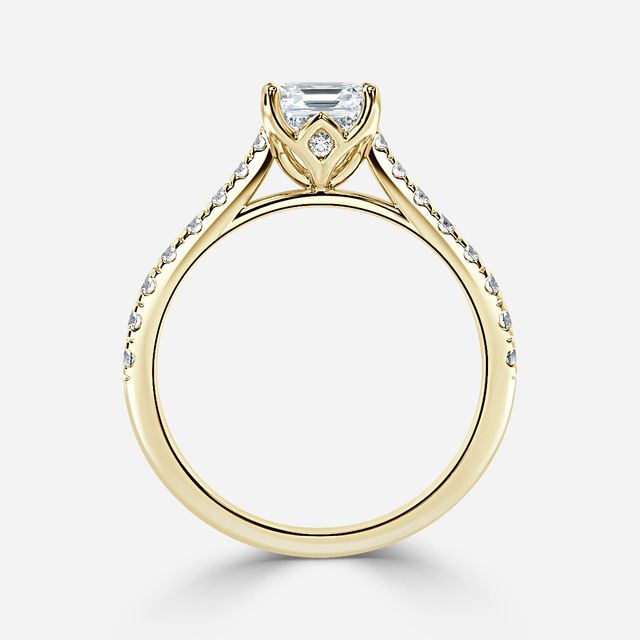 Aerin Pave Yellow Gold Flower Engagement Ring