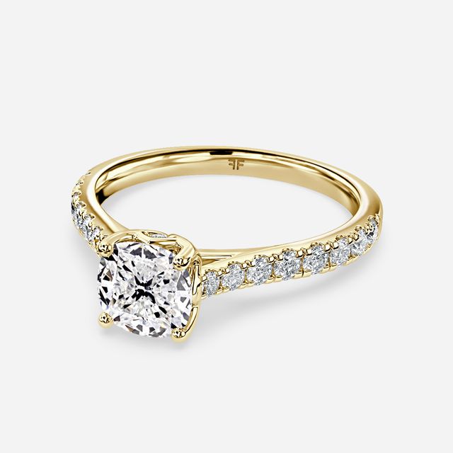 Aerin Pave Yellow Gold Flower Engagement Ring