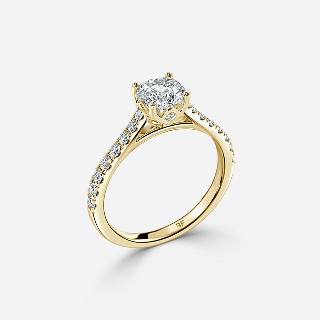 Aerin Pave Yellow Gold Flower Engagement Ring