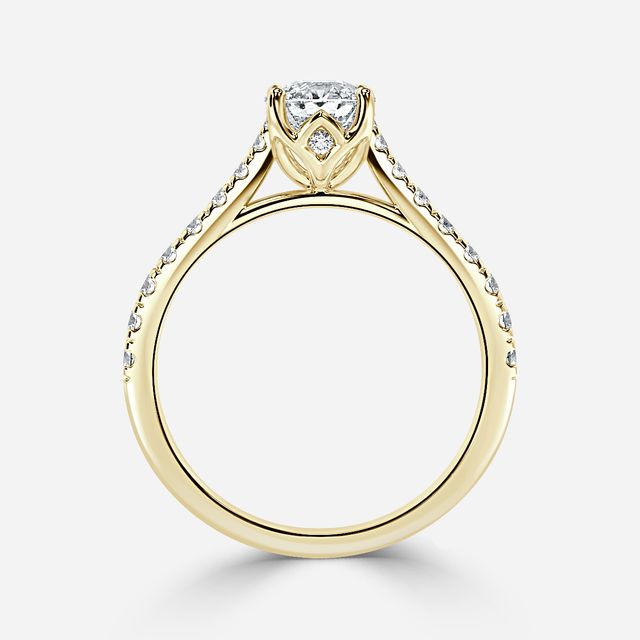 Aerin Pave Yellow Gold Flower Engagement Ring